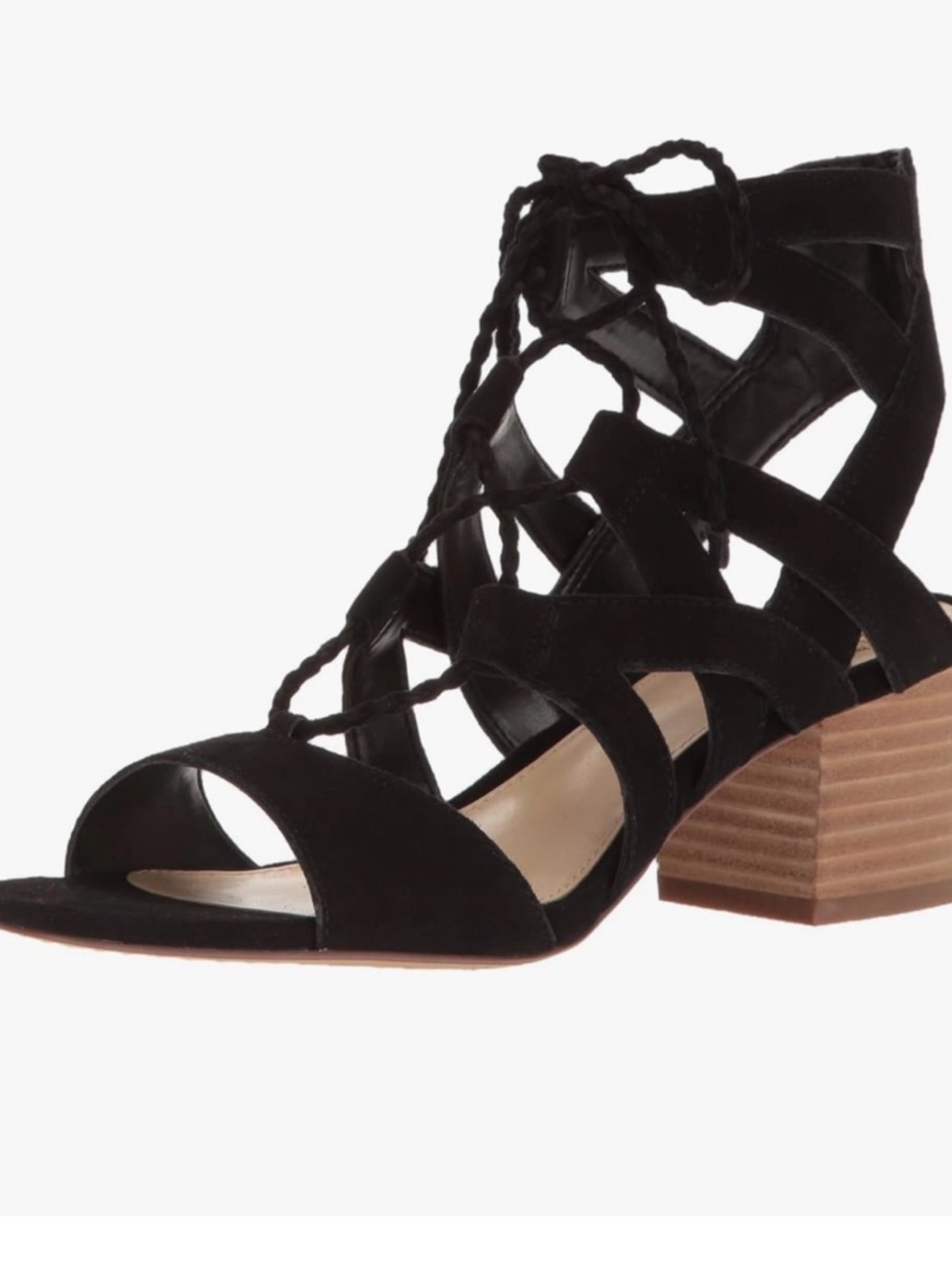 Vince Camuto Black Suede Lace-Up Block Heel Sandal